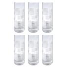 Jogo com 6 Copos 485ml Long Drink Vidro Estampa Geométrica Pasabahce