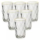 Jogo com 6 copos com borda dourada clear 350ml- kehome