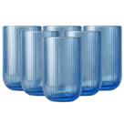 Jogo com 6 Copos de Vidro Canelado Azul 460ml Jogo com 6 Copos de Vidro Canelado Azul 460ml