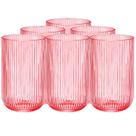 Jogo com 6 Copos de Vidro Canelado Rosa 460ml Jogo com 6 Copos de Vidro Canelado Rosa 460ml
