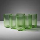 Jogo com 6 Copos de Vidro Canelado Verde 460ml Jogo com 6 Copos de Vidro Canelado Verde 460ml