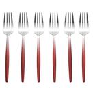 Jogo com 6 Garfos De Mesa Aço Inox Slim Vermelho Gradiente 22cm Jogo com 6 Garfos De Mesa Aço Inox Slim Vermelho Gradiente 22cm