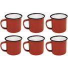 Jogo com 6 Mini Canecas Esmaltadas Vermelha 6cm 120ml - Yazi