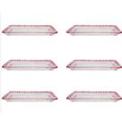Jogo com 6 Mini Travessas Cristal Coração 10,5x1,5cm Rosa.