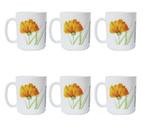 Jogo com 6 pçs de caneca para chá e café com estampa floral de vidro 320ml Jogo com 6 pçs de caneca para chá e café com estampa floral de vidro 320ml