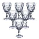 Jogo Com 6 Peças Taças Diamond Design Decorativo Vidro Sofisticado 300ml