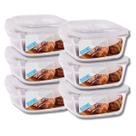 Jogo com 6 Pote Vidro Hermético Marmita Tampa 4 Travas 800ml