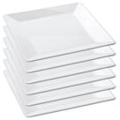 Jogo Com 6 Pratos Quadrado de Melamina Premium Branco Para Sobremesa Kit Conjunto 6 Prato Quadrado De Plástico 20 cm Bestfer