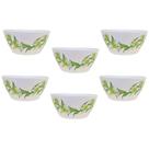 Jogo com 6 Saladeiras Fibra de Bambu e PP Estampa Flores (Material Sintético)