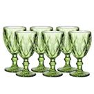 Jogo com 6 tacas de agua diamante verde 340ml - ke home