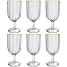 Jogo com 6 Taças de Vidro Linha Refinatto Borda Fio Dourado 330ml L'Hermitage