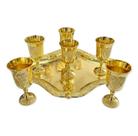 Jogo com 6 Taças e Bandeja para Unção e Consagração - Elegante e Perfeito para Mesa de Santa Ceia