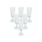 Jogo com 6 Taças Italianas Champanhe Vidro Decoração Geométrica 230ml Origem Itália