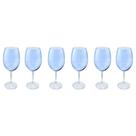 Jogo com 6 Taças Para Vinho Bordeaux Linha Veronica Cristal Bojo Azul Bohemia