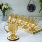 Jogo com 6 Xícara Caneca de Vidro Roma Âmbar 190ml para Chá e Café com Elegância - Ke home