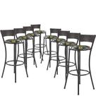Jogo Com 8 Banquetas Alta Forts Fibra Uv Bancada, área Goumert, Bar, Piscina, Balcão, Preto Floral