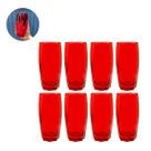 Jogo com 8 Copos Vidro Florence Luxo 370ml Vermelho Drink