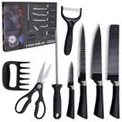 Jogo Com 8 Peças Inox Profissional Para Churrasco Chef Facas