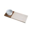 Jogo com bandeja de bambu/pedra e bowl de porcelana 30x12cm lyor