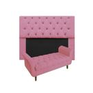 Jogo Com Cabeceira Mirage + Recamier Grécia Queen 160 cm Suede Rosa Barbie - LM DECOR