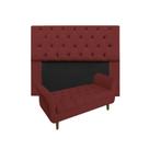 Jogo Com Cabeceira Mirage + Recamier Grécia Queen 160 cm Suede Vermelho Bordo - LM DECOR Jogo Com Cabeceira Mirage + Recamier Grécia Queen 160 cm Suede Vermelho Bordo - LM DECOR