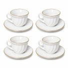 Jogo Completo 4 Xícaras Vidro Opalina com Pires com Bordas Douradas 185ml para Momentos Especiais Elegância que Transforma seus Momentos