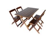 Jogo Conjunto 4 Cadeiras e 1 Mesa Dobrável de Madeira 120 x 70 - Com Pintura Imbuia
