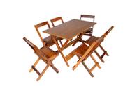 Jogo Conjunto 6 Cadeiras e 1 Mesa Dobrável Madeira 120 x 70 - Com Pintura mel