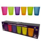 Jogo Conjunto 6 Copos Americanos Neon 190mL Vidro Nadir Figueiredo Coloridos Diversas Cores Vivas