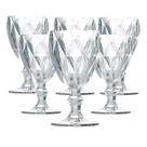 Jogo Conjunto 6 Taças de Vidro Transparente Grosso Diamond Diamante Luxo Gourmet Vinho Água Refrigerante Sucos 340ml