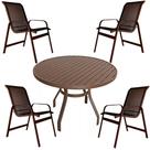Jogo Conjunto de Mesa 90cm Lótus com 4 Cadeiras Aluminio e Tela Sling de Piscina Jardim Área Externa