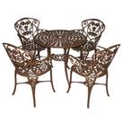 Jogo Conjunto de Mesa para Jardim 4 Cadeiras Alumínio Modelo Malbec Cor Marrom