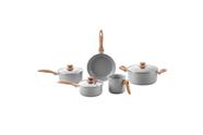 Jogo Conjunto de Panelas Brinox Antiaderente Ceramic Life 5 Peças Easy Gris