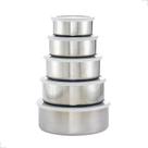 Jogo Conjunto De Tigela Aço Inox 5 Peças Potes Bowl C/ Tampa