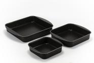 Jogo Conjunto Formas Assadeiras Quadradas 3 Peças Antiaderente TEFLON - Perfeita para Bolos e Doces