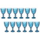 Jogo Copo Taça Vidro Diamante Azul Para Agua 300ml - 12Un Jogo Copo Taça Vidro Diamante Azul Para Agua 300ml - 12Un