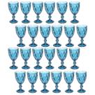 Jogo Copo Taça Vidro Diamante Azul Para Agua 300ml - 24Un