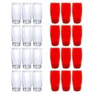 Jogo Copo Vidro 370ml 12 Vermelho/12 Transparente Florida Jogo Copo Vidro 370ml 12 Vermelho/12 Transparente Florida
