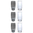 Jogo Copo Vidro Florida 3-Cinza 3-Transparente Chique 370ml Jogo Copo Vidro Florida 3-Cinza 3-Transparente Chique 370ml