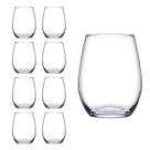 Jogo Copo Vidro Redondo Transparente Amber Duravel 440ml 8Un