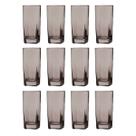 Jogo Copos de Vidro 320ml Cinza Texas Agua Suco Vinho 12Un