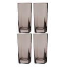Jogo Copos de Vidro 320ml Cinza Texas Agua Suco Vinho 4 Unid