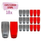 Jogo Copos de Vidro 370ml 9 Vermelho / 9 Cinza Florida