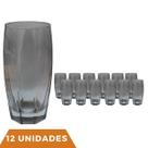 Jogo Copos de Vidro 370ml Cinza Florida Agua Suco Vinho 12Un Jogo Copos de Vidro 370ml Cinza Florida Agua Suco Vinho 12Un