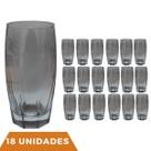 Jogo Copos de Vidro 370ml Cinza Florida Agua Suco Vinho 18Un