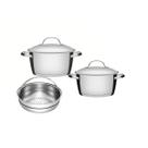 Jogo Cuscuzeira Tramontina Inox Allegra 20cm e Caçarola 18cm
