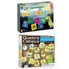 Jogo da Memoria Dinossauros + Quebra Cabeça em Madeira O Alfabeto - Pais e Filhos