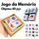 Jogo da Memória Objetos com 40 peças Brinquedo Educativo Pedagógico Figuras Alfabetização