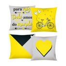 Jogo De 04 Capas De Almofadas Decoradas Amarelo Vivo Jogo De 04 Capas De Almofadas Decoradas Amarelo Vivo