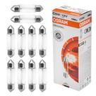 Jogo de 10 Lâmpadas Osram Torpedo 36mm C5W 5W Luz Branca com Base Standard Original Line Automotiva Original